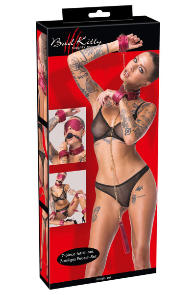 Ensemble 7 pièces Fetish SM rose - Bad Kitty