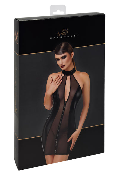 Mini robe tulle et wetlook Luxuria F370 - Noir Handmade