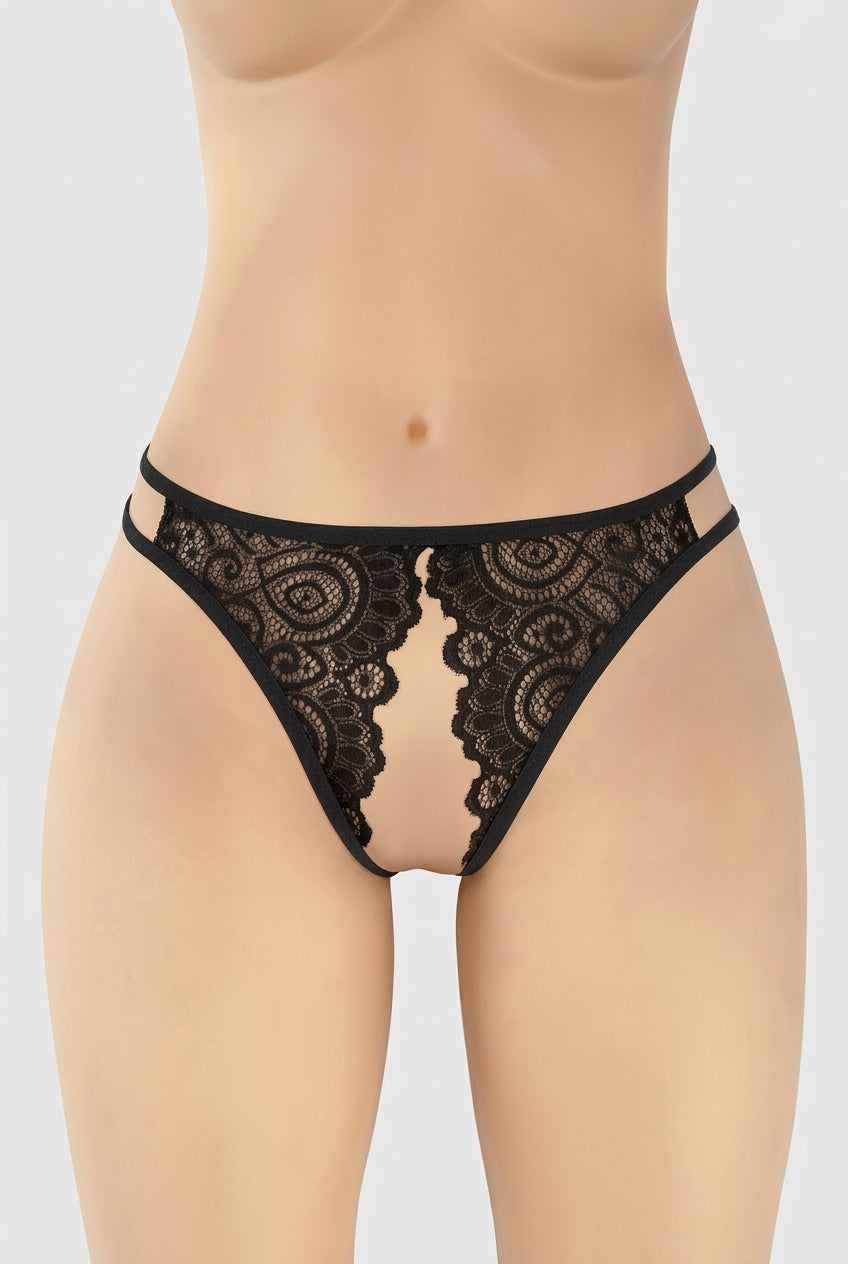 Culotte noire ouverte Annette - Fashion Secret