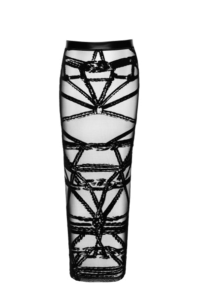 Jupe longue fendue Bondesque F360 - Noir Handmade