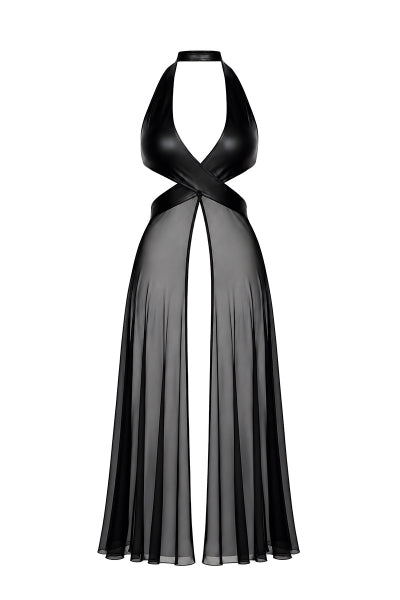 Robe longue fendue Do not Disturb F412 - Noir Handmade