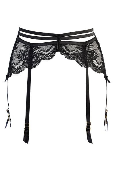Porte-jarretelles tulle et dentelle noir V-10712 - Axami