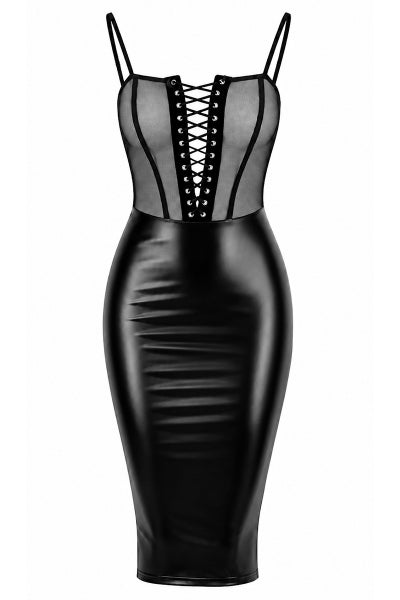 Robe mi-longue Do Not Disturb F408 - Noir Handmade