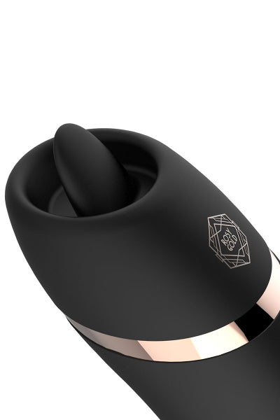 Stimulateur 2 en 1 avec langue vibrante - Rosy Gold