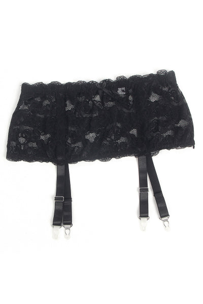 Porte-jarretelles dentelle large Noir - Litolu Lingerie