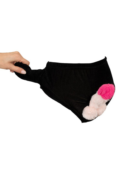 Slip avec pénis en peluche mobile