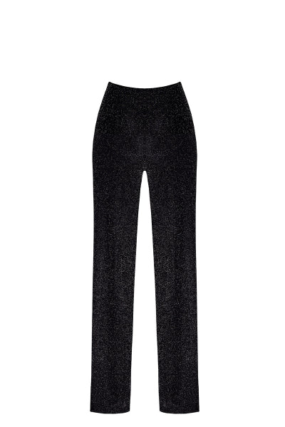 Pantalon en maille pailletée Onyx F374 - Noir Handmade