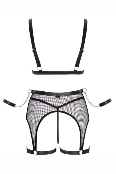 Ensemble Fetish noir en dentelle - Cotelli Bondage