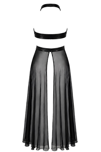 Robe longue fendue Do not Disturb F412 - Noir Handmade