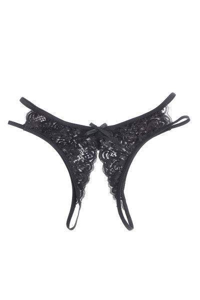 String ouvert dentelle Noir - Litolu Lingerie