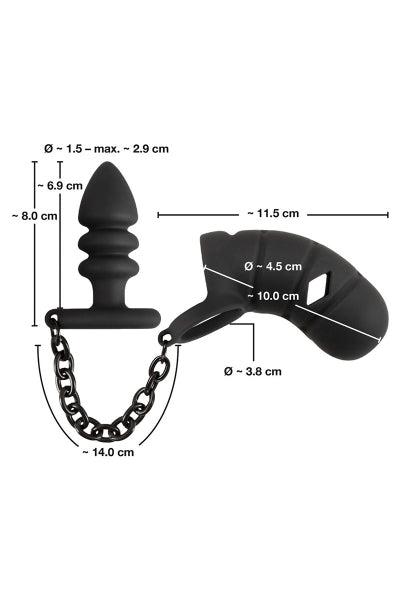 Cage à pénis avec plug anal - Black Velvets