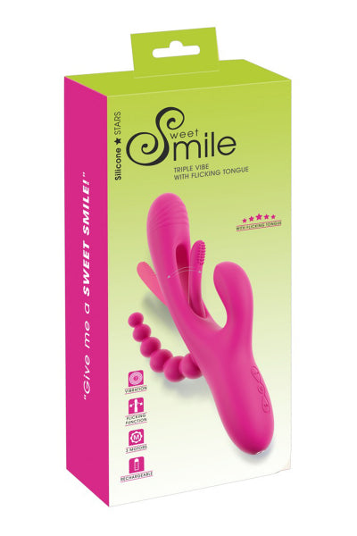 Triple vibro avec langue oscillante - Sweet Smile