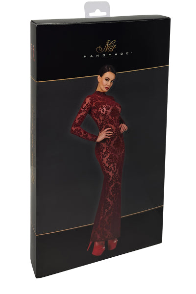 Robe fendue en tulle floqué Kink Royal F383 - Noir Handmade