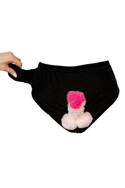 Slip avec pénis en peluche mobile