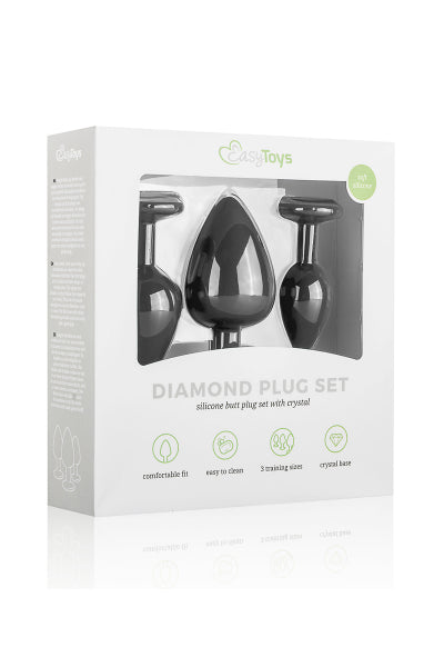 Kit entrainement 3 Butt plugs noir - Easy Toys