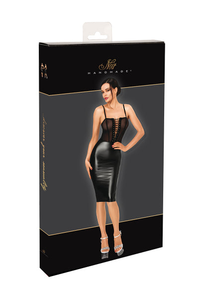 Robe mi-longue Do Not Disturb F408 - Noir Handmade