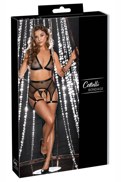 Ensemble Fetish noir en dentelle - Cotelli Bondage
