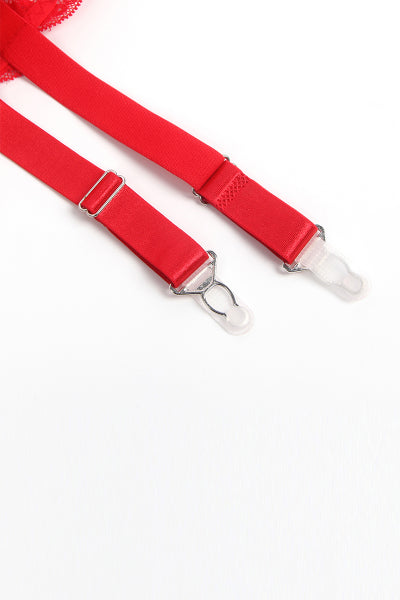 Porte-jarretelles dentelle large Rouge - Litolu Lingerie