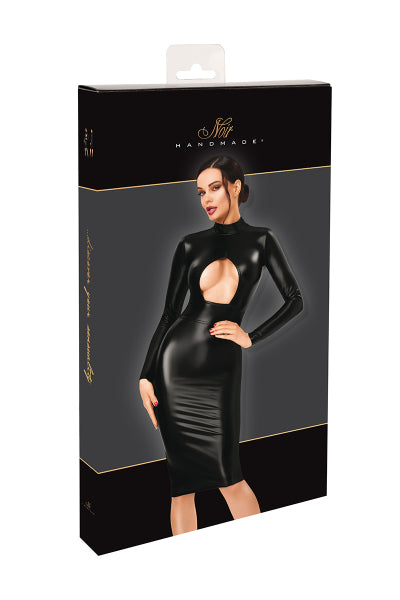 Robe mi-longue Dark Affair F401 - Noir Handmade