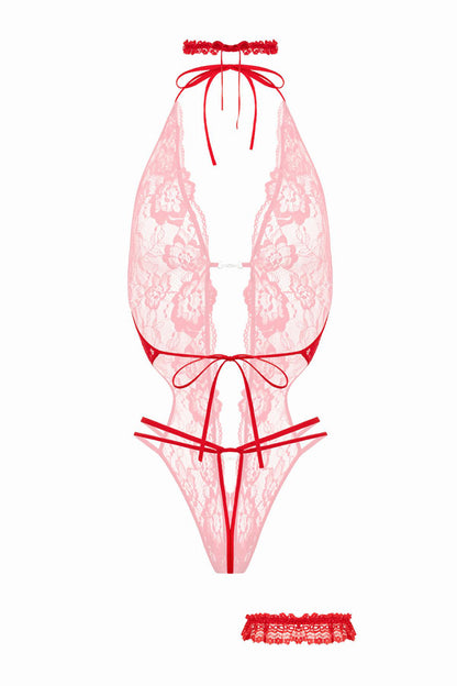 Ensemble body ouvert rouge
